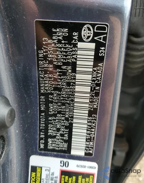 2014 Toyota Corolla L from USA, damaged, VIN 2T1BURHE3EC067819
